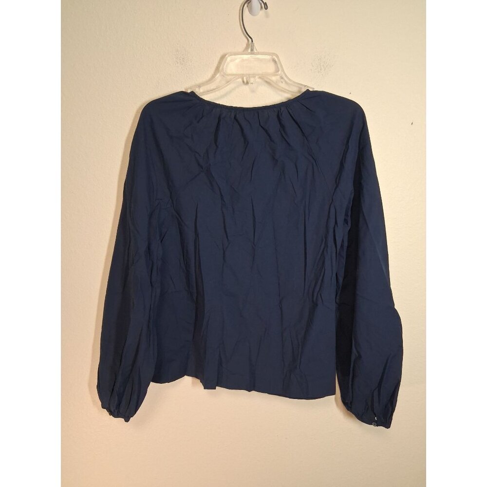 NWT Universal Thread Cotton Top Boho Blouse Business Casual Blue Size Large - Picture 2 of 4
